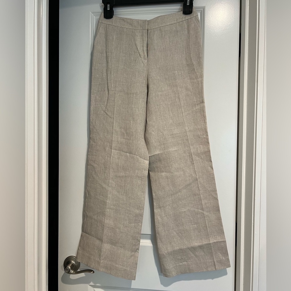 Talbots Heritage Womens Light Tan Wide Legs Linen Pants,  size 4P